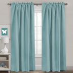 H.Versailtex Blackout Curtains Thermal Insulated Window Treatment Panels Room Darkening Blackout Drapes For Living Room Back Tab/Rod Pocket Bedroom Draperies (2 Panels, Mineral Blue, 52 X 84 Inch)