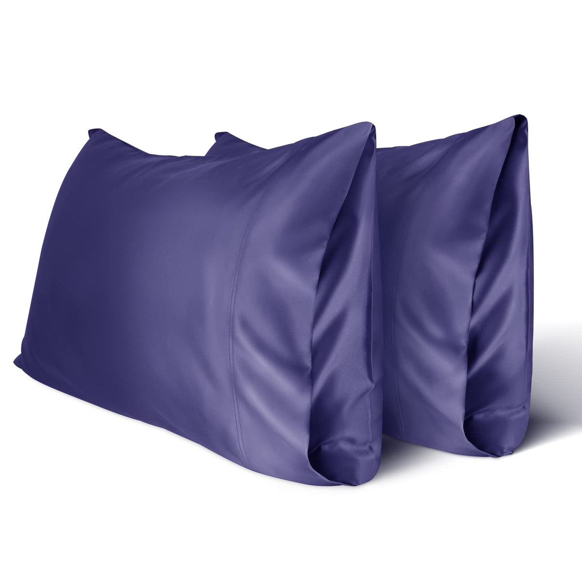 Silky Satin Pillowcase For Hair And Skin With Envelope Closure Cool And Easy To Wash, King Size 20X36 Inches Pack Of 2 - Navy
