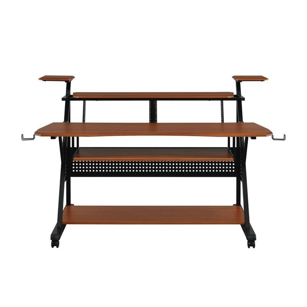 Acme Furniture Metal and Wooden Music Desk with Wheels, Cherry and Black