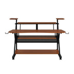 Acme Furniture Metal and Wooden Music Desk with Wheels, Cherry and Black