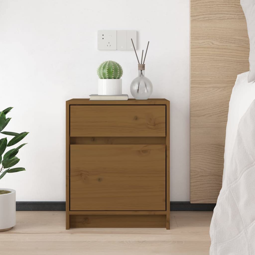 vidaXL Bedside Cabinets 2 pcs Honey Brown 15.7&quot;x12.2&quot;x19.7&quot; Solid Wood Pine