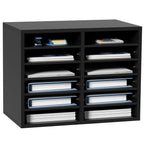 Vevor Wood Literature Organizer, 12 Compartments, File Sorter With Removable Shelves, Mailboxes Slot For Office Home Classroom M