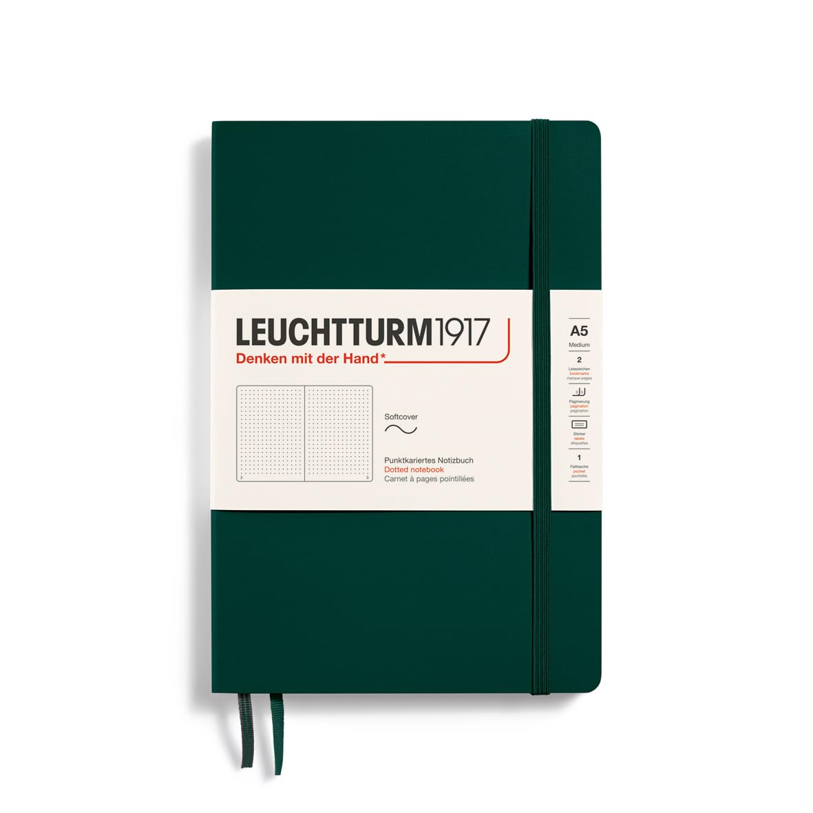 Leuchtturm1917 - Notebook Softcover Medium A5-123 Numbered Pages For Writing And Journaling (Forest Green, Dotted)