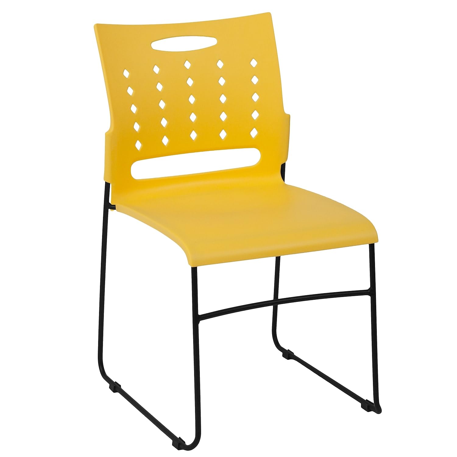 Flash Furniture Hercules Series 881 Lb. Capacity Yellow Sled Base Stack Chair With Air-Vent Back