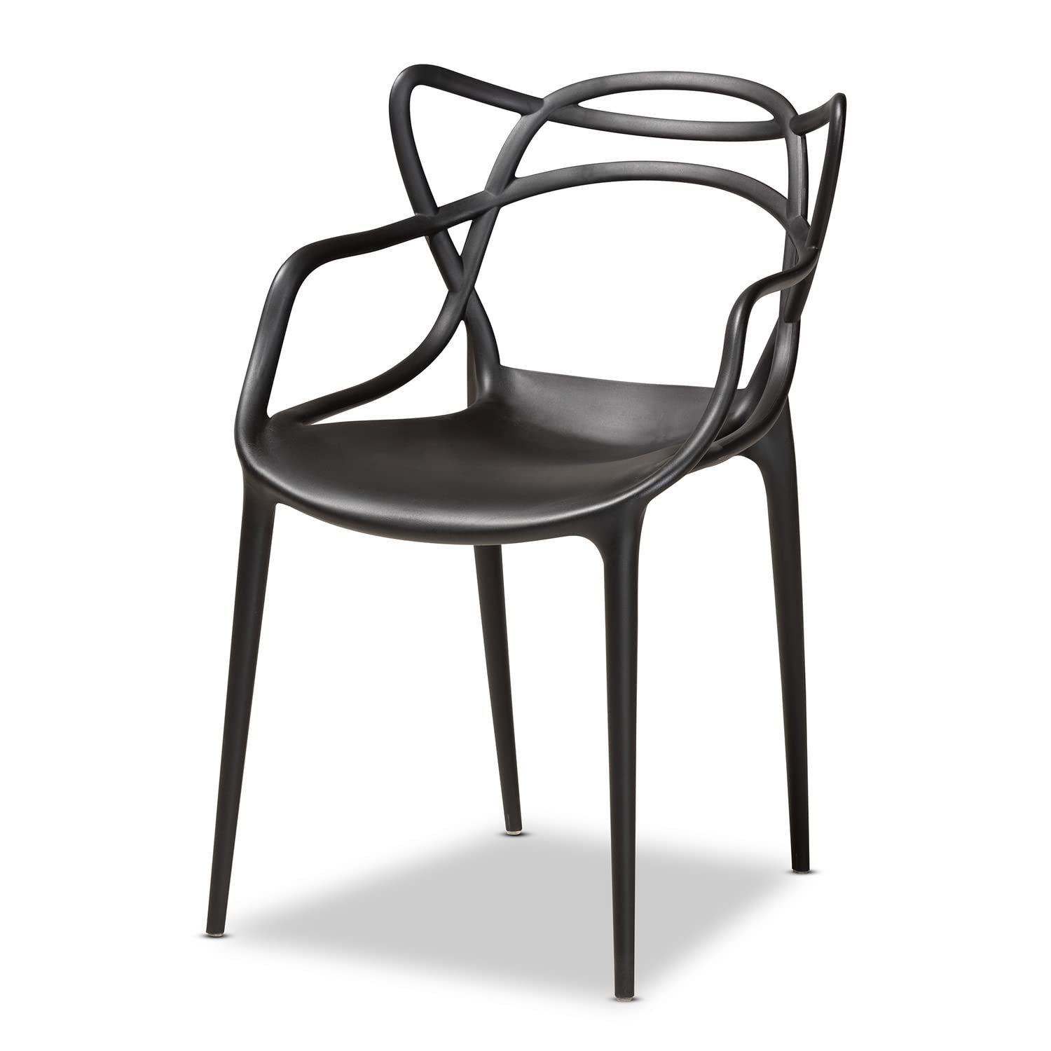 Baxton Studio Landry Modern and Contemporary Black Finished Polypropylene Plastic 4-Piece Stackable Dining Chair Set