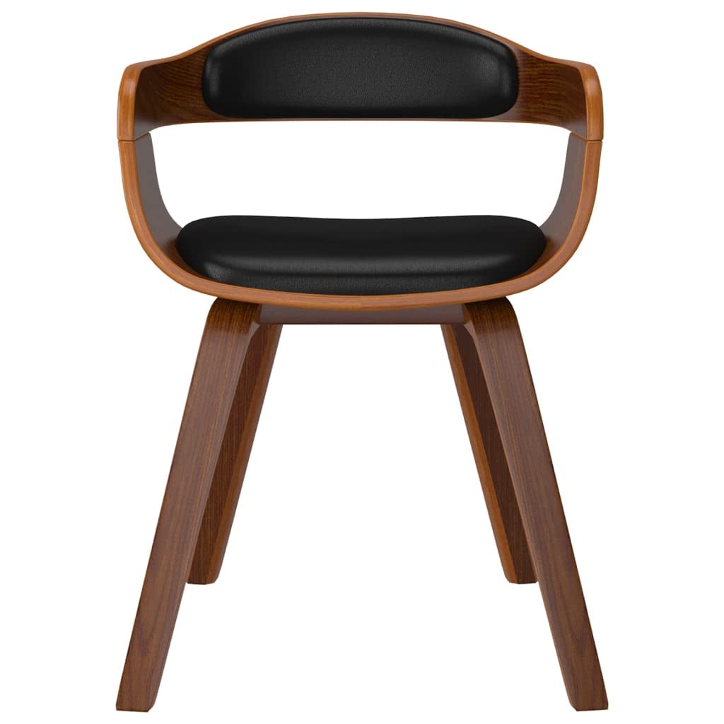 vidaXL Dining Chair - Stylish Bentwood Legs, Faux Leather Upholstery, Foam Padding, Black and Natural Color Blend