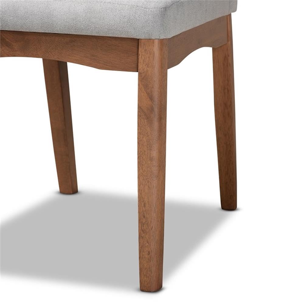 Baxton Studio Tara Mid-Century Modern Transitional Light Grey Fabric Upholstered and Walnut Brown Finished Wood 2-Piece Dining Chair Set