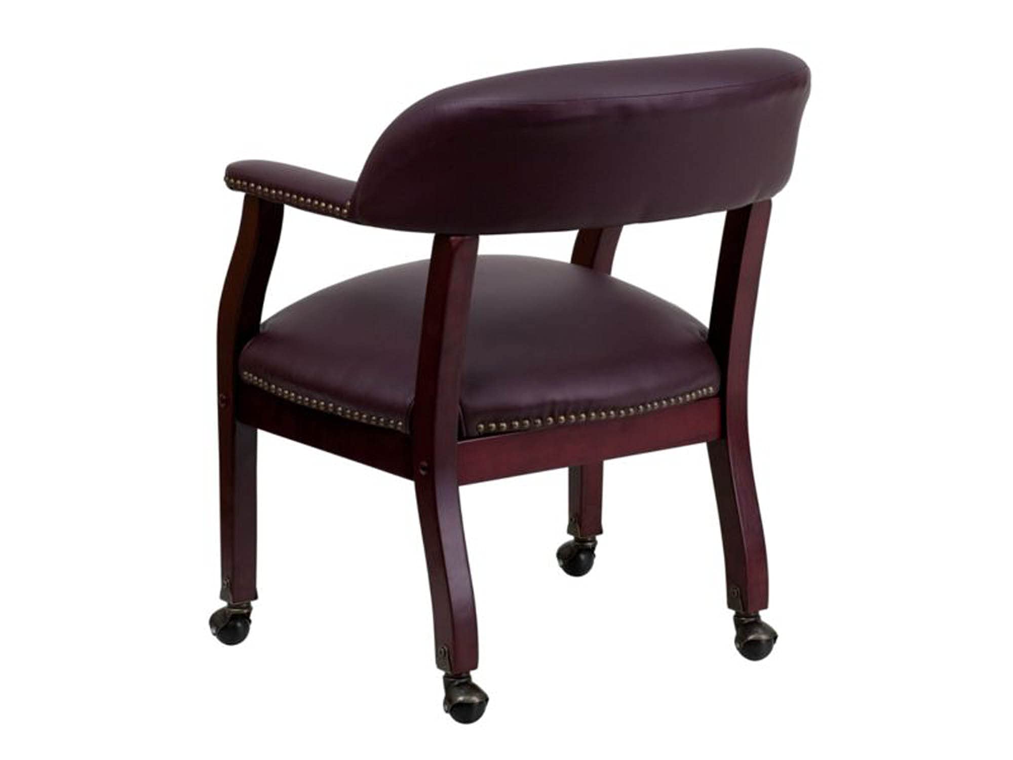 Flash Furniture Diamond Burgundy LeatherSoft Conference Chair with Accent Nail Trim and Casters