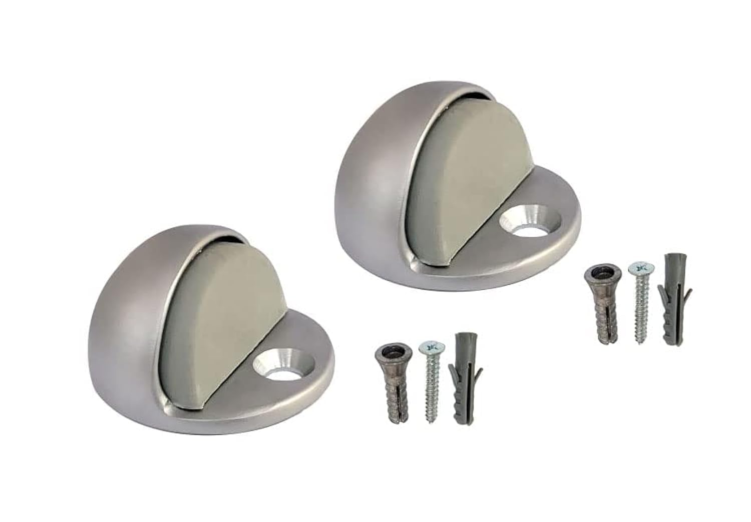 Qcaa Low Dome Floor Door Stop, H 25.4 X Diameter 44.5Mm, Zinc Die Cast, Satin Nickel, Made In Taiwan, 2 Pack