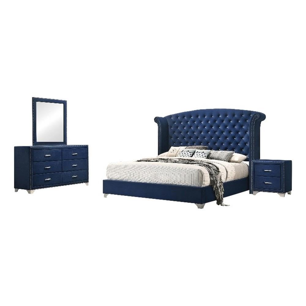 Coaster Melody California King Bed 4-Piece Set, Pacific Blue