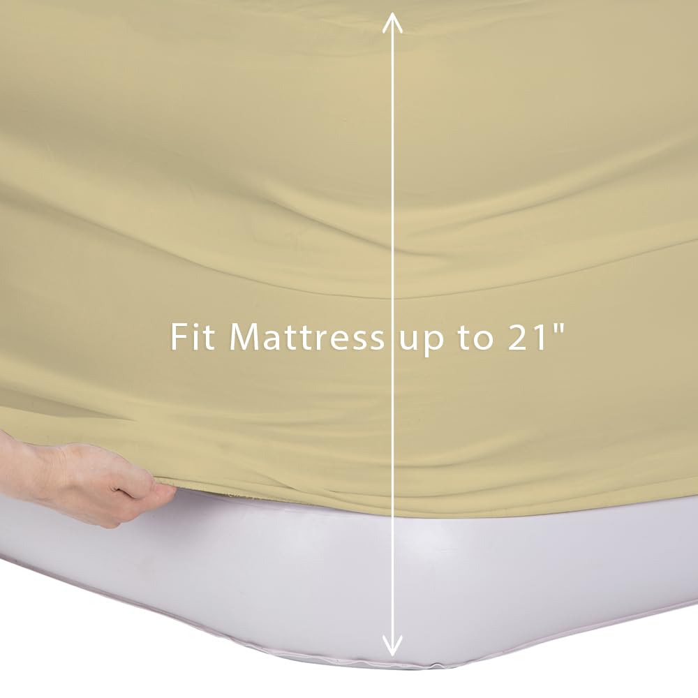 Bedecor Air Bed Sheets For Mattress Cover Removable Bed And Elastic Band Super Soft And Breathable & Deep Up To 21'' Beige King