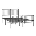 vidaXL Modern Double Bed Frame, Robust Powder-Coated Steel Construction, Functional Headboard and Footboard, Extra Under-Bed Storage, Easy Assembly Required, Fits 53.9"x74.8" Mattress, Classic Bla...