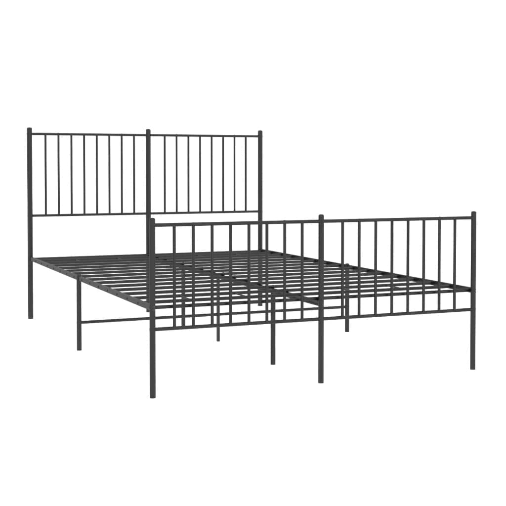 vidaXL Modern Double Bed Frame, Robust Powder-Coated Steel Construction, Functional Headboard and Footboard, Extra Under-Bed Storage, Easy Assembly Required, Fits 53.9&quot;x74.8&quot; Mattress, Classic Bla...