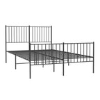 vidaXL Modern Double Bed Frame, Robust Powder-Coated Steel Construction, Functional Headboard and Footboard, Extra Under-Bed Storage, Easy Assembly Required, Fits 53.9"x74.8" Mattress, Classic Bla...
