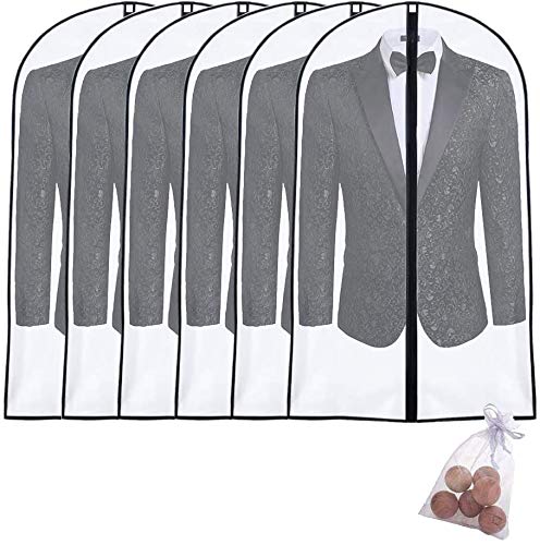 Garment Bags Covers 40 inch Hanging Lightweight Breathable Suit Cover with Study Full Zipper and Balls for Storage Clothes