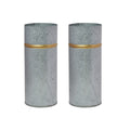 Hosley Set of 2 Galvanized Vases with Gold Rim Ideal Floral Vases for Farmhouse Kitchen Decor Rustic Elegance and Modern Appeal 