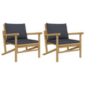 vidaXL Handmade Natural Bamboo Patio Chairs with Dark Gray Cushions - Weather-Resistant Outdoor Seating with Backrest - Elegant Lightweight Garden Furniture