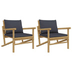 vidaXL Handmade Natural Bamboo Patio Chairs with Dark Gray Cushions - Weather-Resistant Outdoor Seating with Backrest - Elegant Lightweight Garden Furniture
