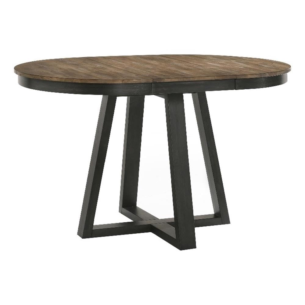 Intercon Harper Round Counter Table with Trestle-Styled Based, Brushed Brown & Pecan Furniture