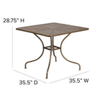 Flash Furniture Oia Commercial Grade 35.5" Square Gold Indoor-Outdoor Steel Patio Table with Umbrella Hole