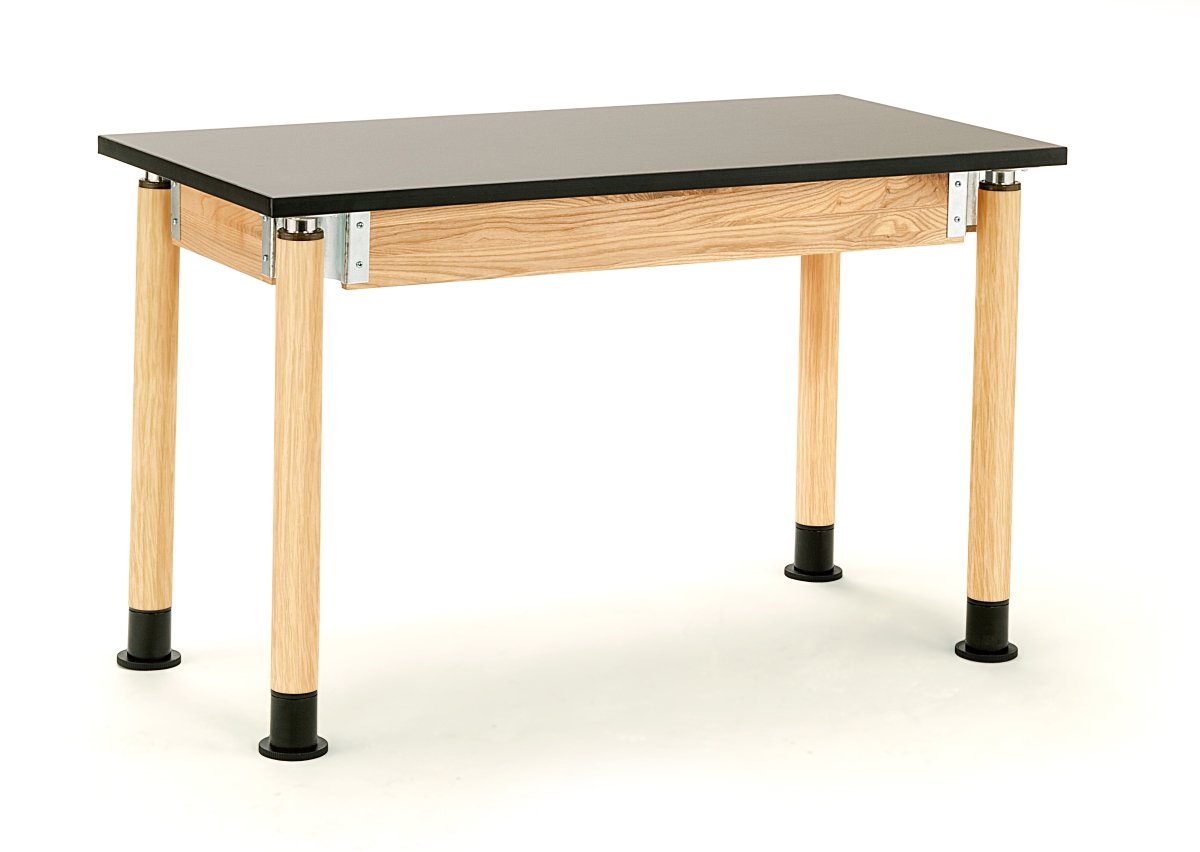 National Public Seating Adjustable Height Chemical Resistant Top Science Table With Oak Legs - 72' D X 24' W X 29'- 41' H