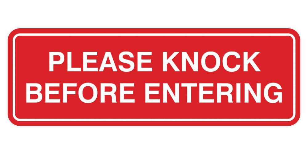 Standard Please Knock Before Entering Sign -Red - Large 1 Pack