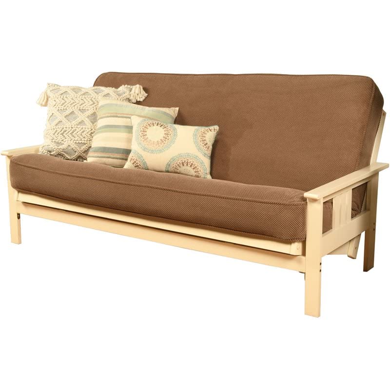 Kodiak Furniture Monterey Antique White Sofa with Mocha Brown Fabric Mattress