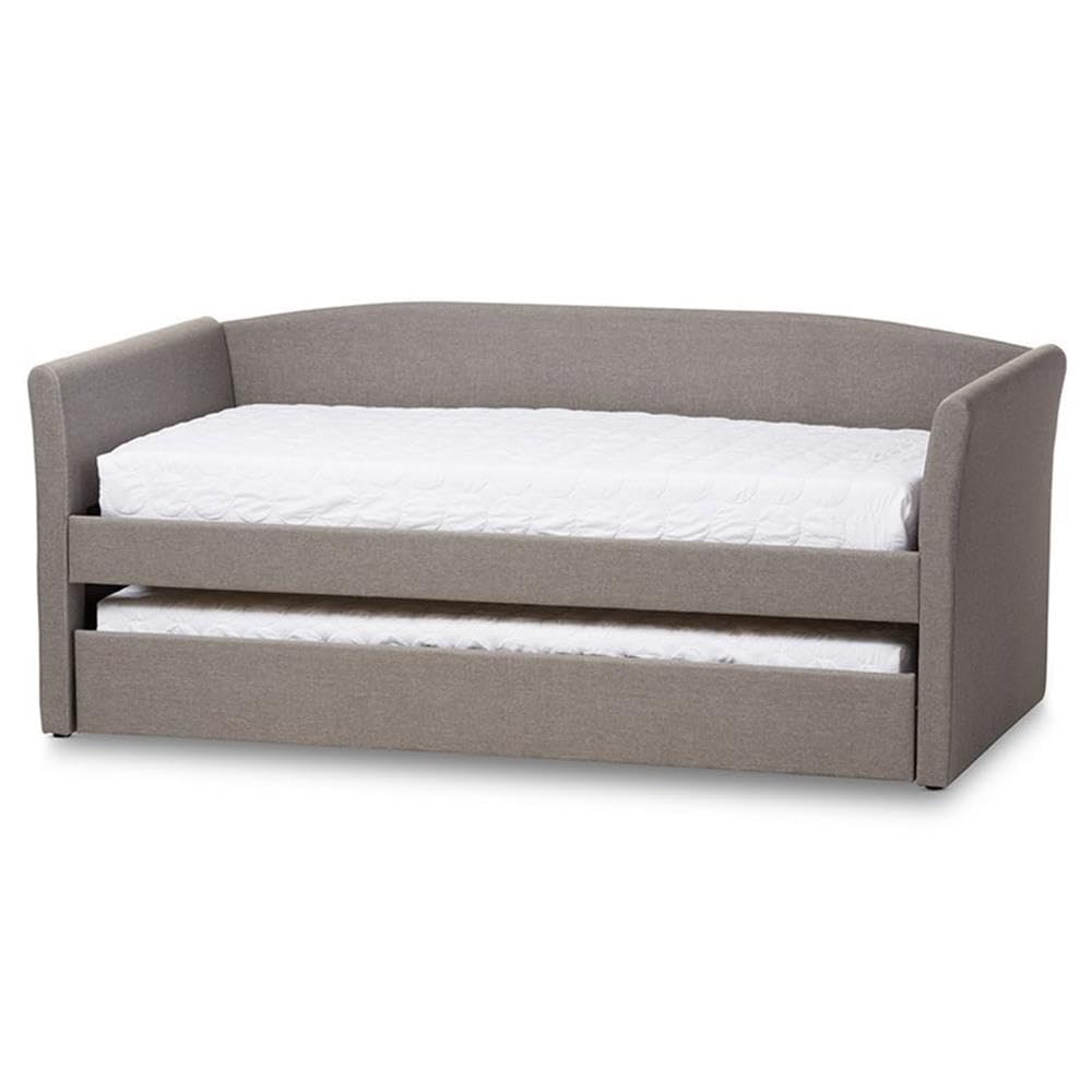 Baxton Studio Camino Modern and Contemporary Grey Fabric Upholstered Daybed with Guest Trundle Bed