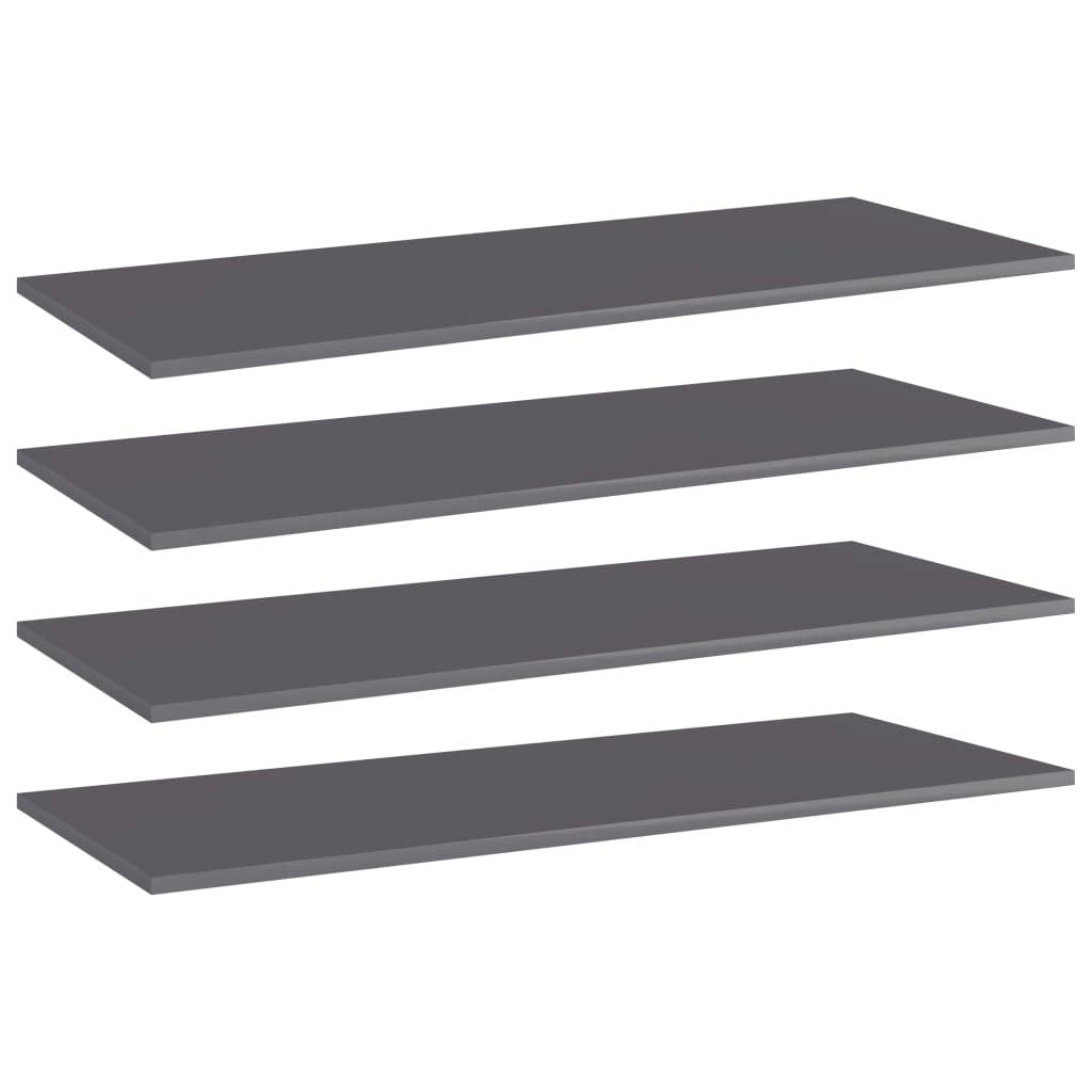 vidaXL High Gloss Gray Bookshelf Boards - Engineered Wood Panels for Replacement or Additional Storage - Easy to Maintain - 39.4&quot;x15.7&quot;x0.6&quot;