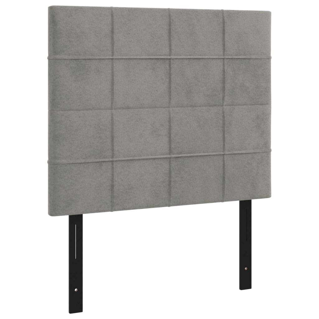 Vidaxl Velvet Led Headboard - Light Gray | Modern Elegant Design | Quality Engineered And Solid Larch Wood | Foam Filled | Stylish Bedroom Furniture - Dimensions: 39.4"X2"X46.5/50.4