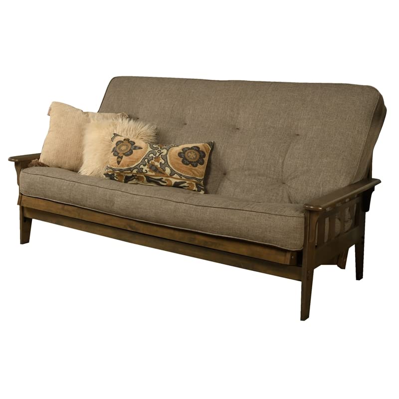 Kodiak Tucson Queen Futon Frame and Mattress Set - Wood Futon with Mattress Included in Stone Color