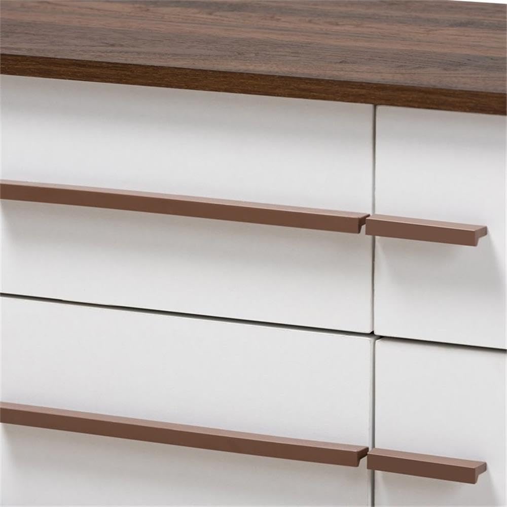 Baxton Studio Mette Mid-Century Modern Two-Tone White and Walnut Finished 4-Drawer Wood TV Stand