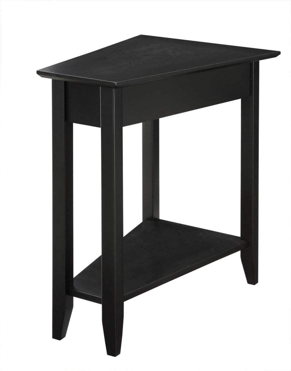 Convenience Concepts American Heritage Wedge End Table 24' - Classic Living Room Table With Storage Shelf, Side Table For Family Room, Bedside Table, Black