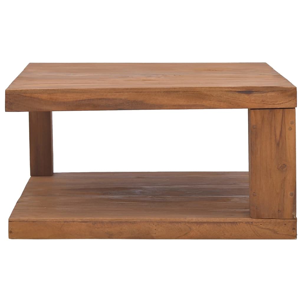 vidaXL Solid Teak Wood Coffee Table - Finely-Sanded Wood Finish, Convenient Storage - Compact 25.6&quot;x25.6&quot;x13&quot; - DIY Home Assembly