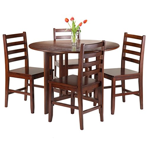 Ergode Wood Perrone High Table Set | Expandable Dining Solution | 2 Stools | Walnut Finish | Space-Saving | 160lbs Weight Limit (94565-VV)