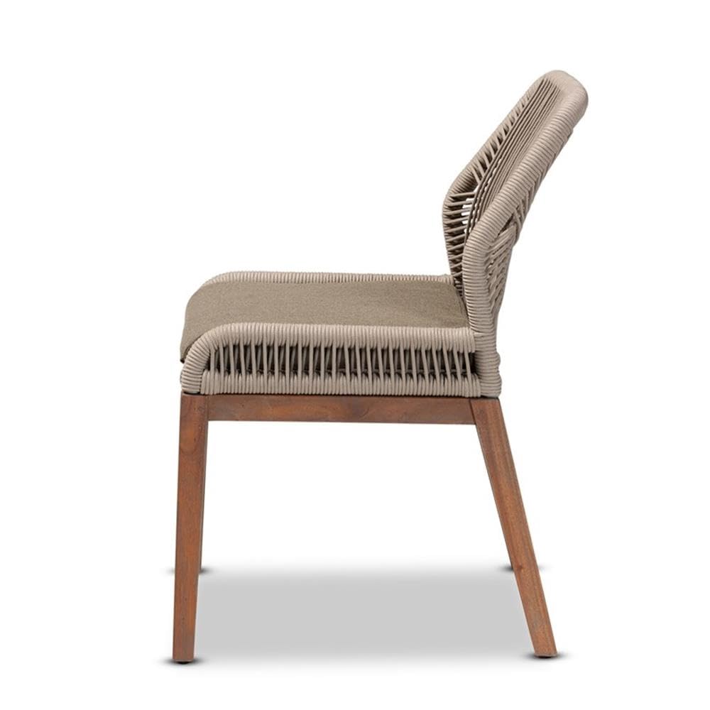 Baxton Studio Jennifer Mid-Century Transitional Grey Woven Rope Mahogany Dining Side Chair