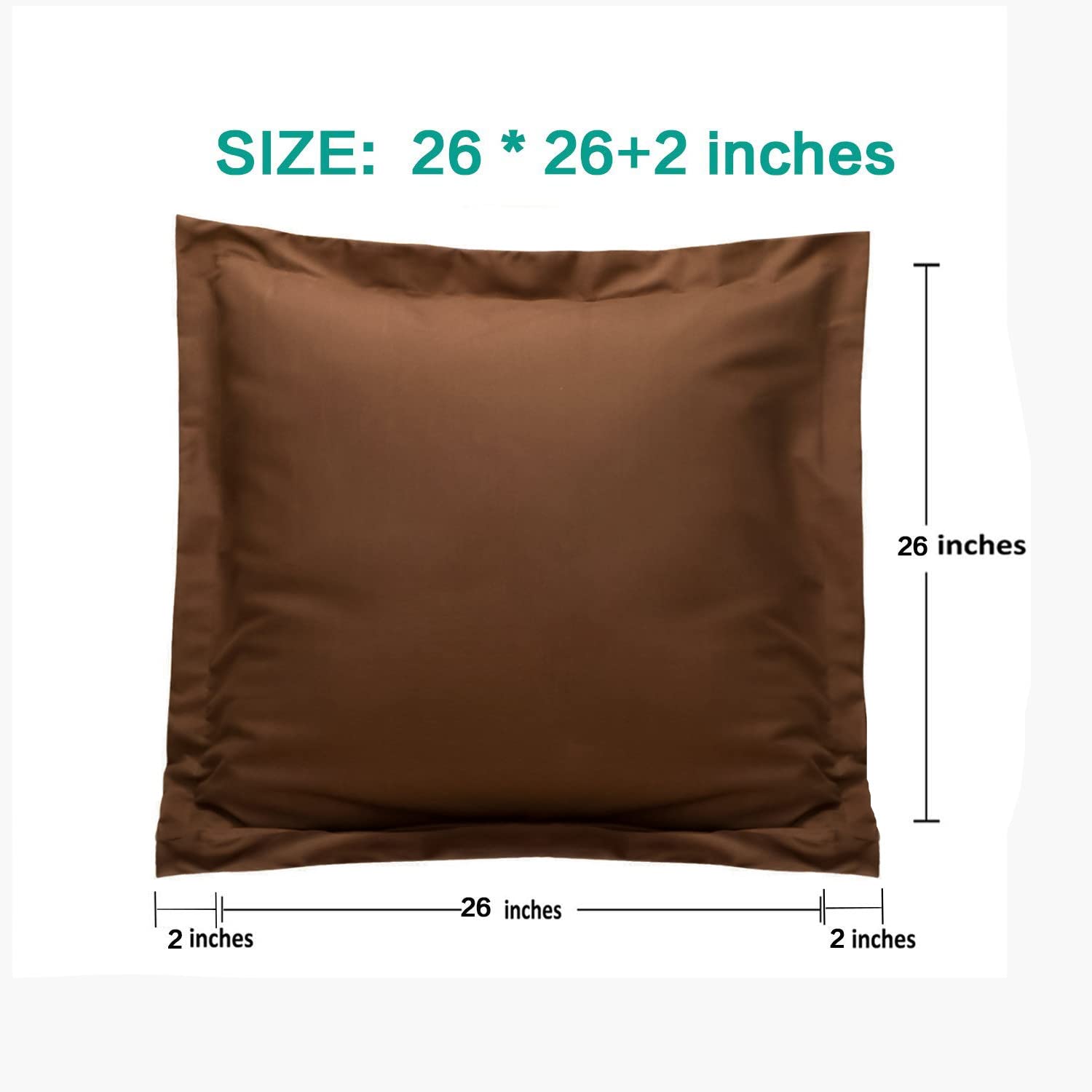 Ntbay 100% Brushed Microfiber 26X26 Euro Pillow Shams Set Of 2, Super Soft And Cozy European Throw Pillow Covers, Wrinkle, Fade, Stain Resistant Square Pillow Cases, Brown