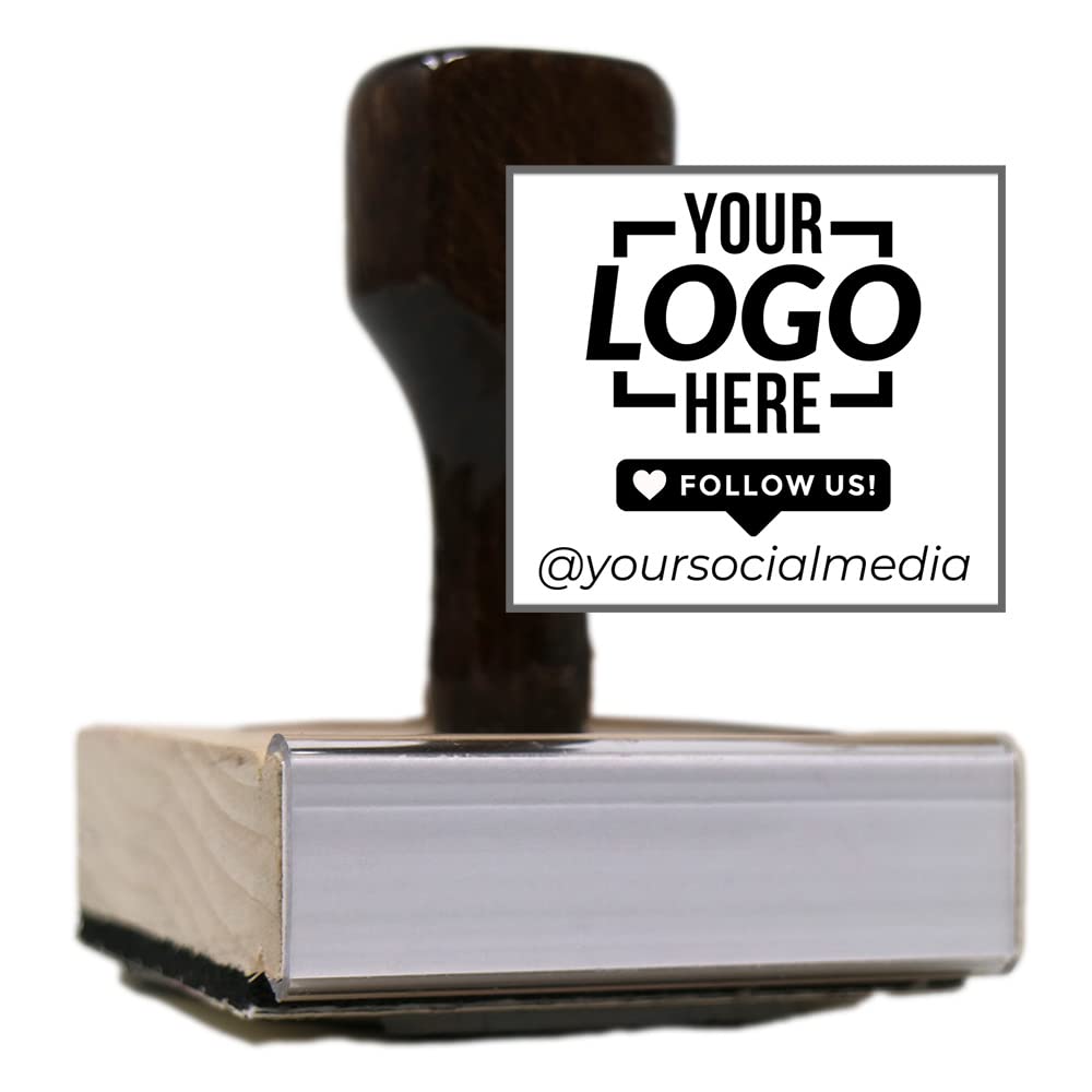 Custom Logo Stamp - Wood Handle Logo Stamp - Personalized Rubber Hand Stamp - Wooden Hand Stamp With Custom Logo - Multiple Size