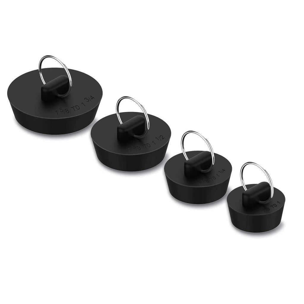 Arcimatto Bathtub Drain Stoppers, 4 Pieces Rubber Sink Stopper Set Bath Tub Plug Kitchen Bathroom Laundry Bar Water Stopper Seal