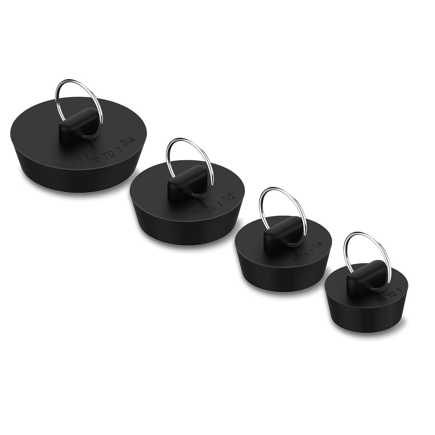 Arcimatto Bathtub Drain Stoppers, 4 Pieces Rubber Sink Stopper Set Bath Tub Plug Kitchen Bathroom Laundry Bar Water Stopper Seal
