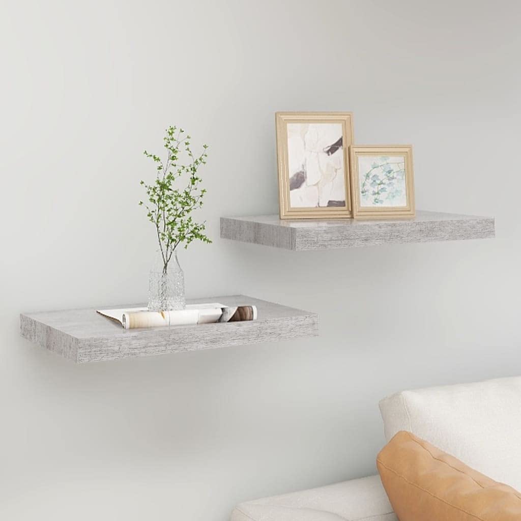 SKM Floating Wall Shelves 2 pcs Concrete Gray 19.7&quot;x9.1&quot;x1.5&quot; MDF