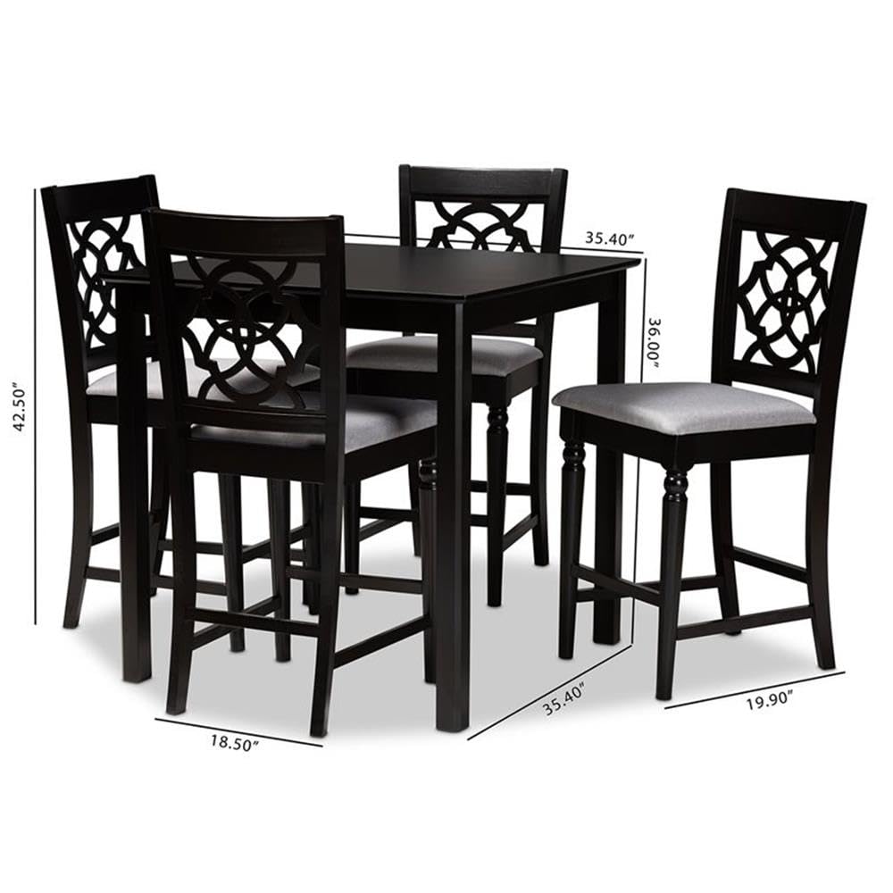 Baxton Studio Arden Grey Upholstered Espresso Wood 5-Piece Pub Set