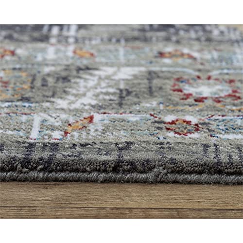 Sanction 9' X 12' Abstract Gray/Grey/Multi Color Power-Loomed Area Rug