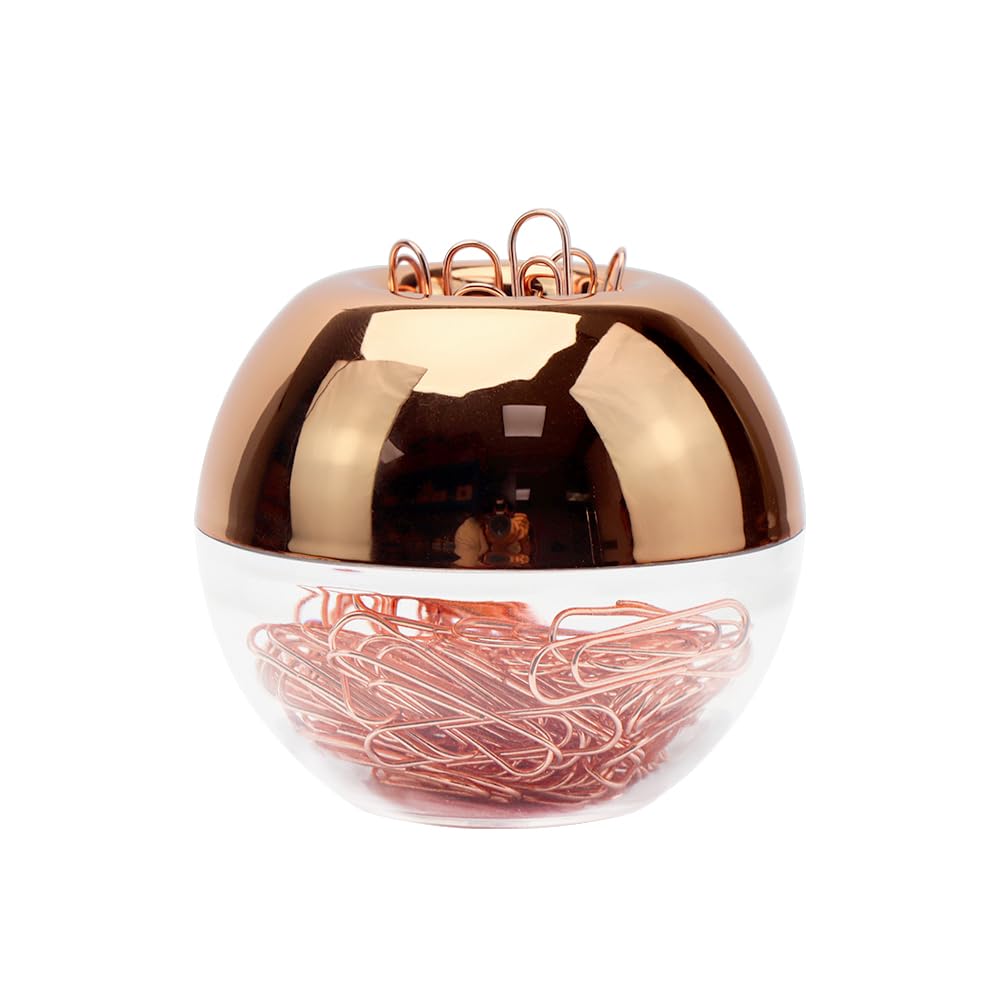 Natsumebasics Rose Gold Paper Clip Holder Magnetic Paper Clips Dispenser With 100Pcs Paperclips For Desk Office School Home Orga