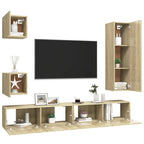 vidaXL TV Cabinet Set 5 Piece Living Room Bedroom Furniture HiFi Stereo Cabinet TV Stand Media Unit Entertainment Center Engineered Wood Sonoma Oak