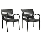vidaXL Outdoor Patio Chairs Set - Industrial Style, Weather-Resistant, Steel and WPC Material, Stackable Design - Black Finish