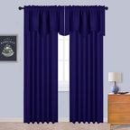 Nicetown Navy Blue Blackout Valance Curtains - Modern Design 52 Inches By 18 Inches Scalloped Rod Pocket Window Drapes/Draperies