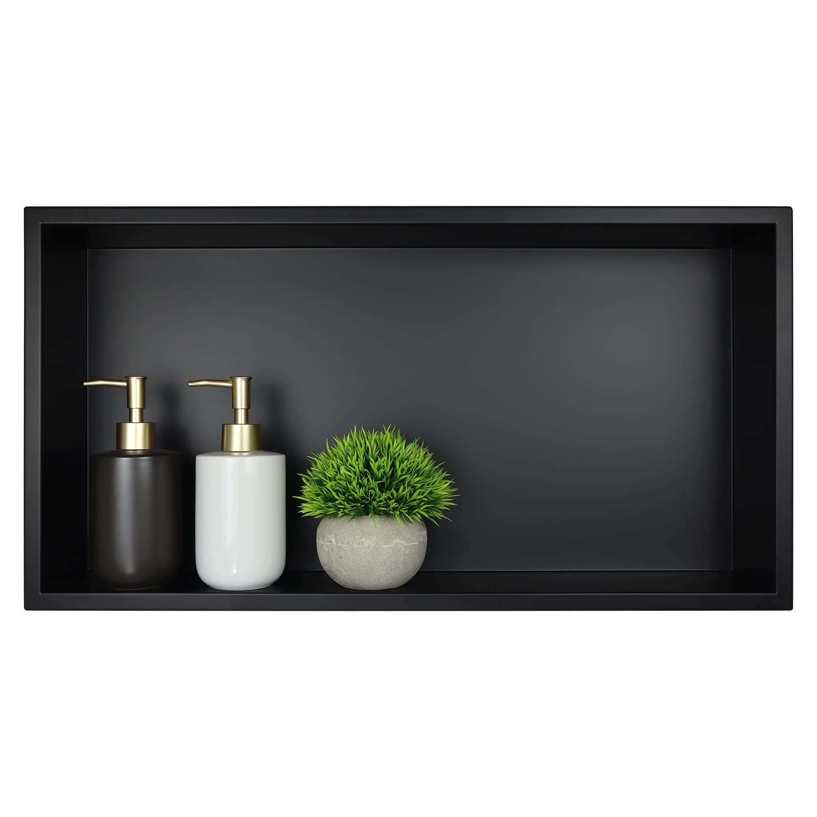Bernkot Stainless Steel Shower Niche 24 X 12 Matte Black No Tile Needed Recessed Shower Shelf for Bathroom Storage Over Mount In