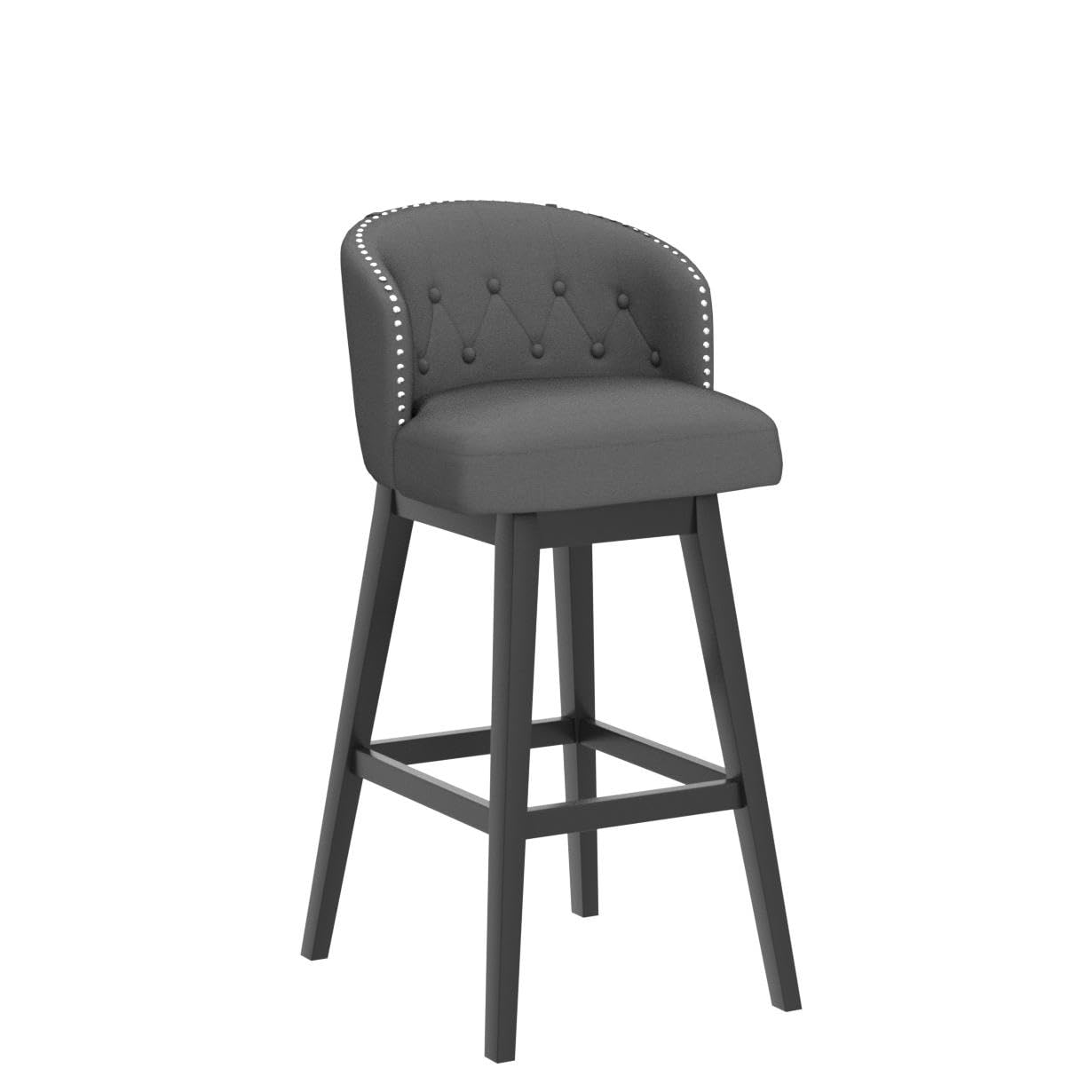 Baxton Studio Theron Traditional Fabric Bar Stool with Back, Gray and Espresso, 2-Pieces (152-2P-9115-HIT)