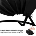 ?Upgraded?Patio Egg Chair Covers With Zipper, Wicker Egg Swing Chair Covers, Waterproof Heavy Duty Weather Resisatnt Outdoor Chair Cover, Windproof Hanging Chair Cover, 75' X 45', Black, 1 Pack